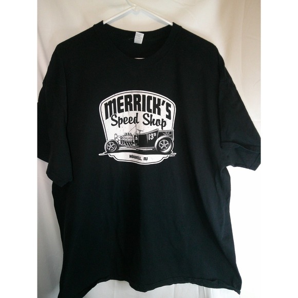 Merrick's Speed Shop‎ T-Shirt Hot Rod Car Graphic Tee Howell, NJ Black XXL - Picture 1 of 2